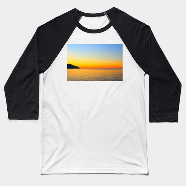 Sunset view from le Terrazze di Portonovo with axial color gradient sky Baseball T-Shirt by KristinaDrozd